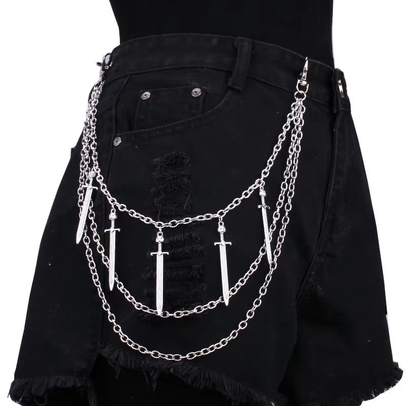 Jewelry Cross Sword Charm Belt Waist Chain Multi Layer Size ONE SIZE - 1 Thumbnail