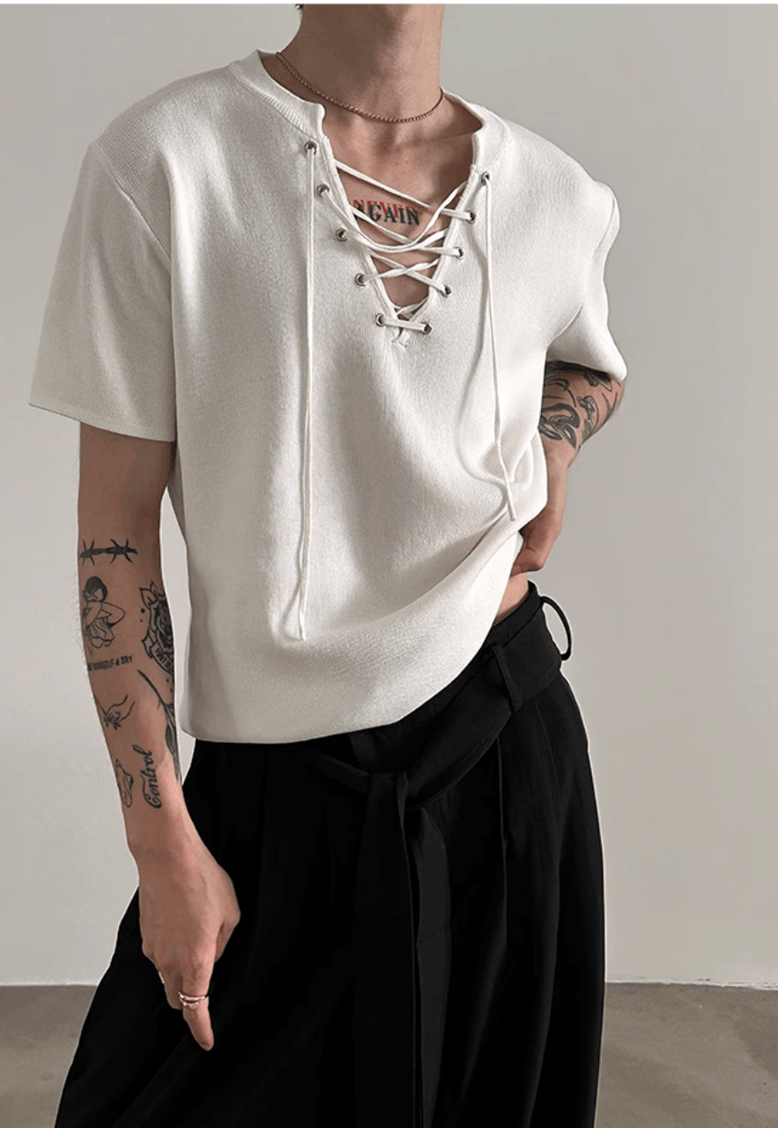 Other Men’s drawstring neckline knitted T-shirt Size US M / EU 48-50 / 2 - 8 Thumbnail