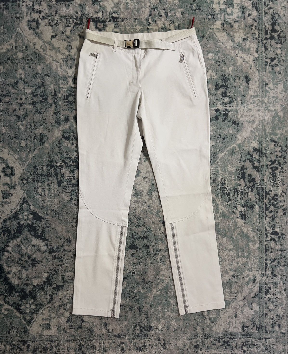 image of Prada Cotton Zip Pants Size 42 in White, Women's