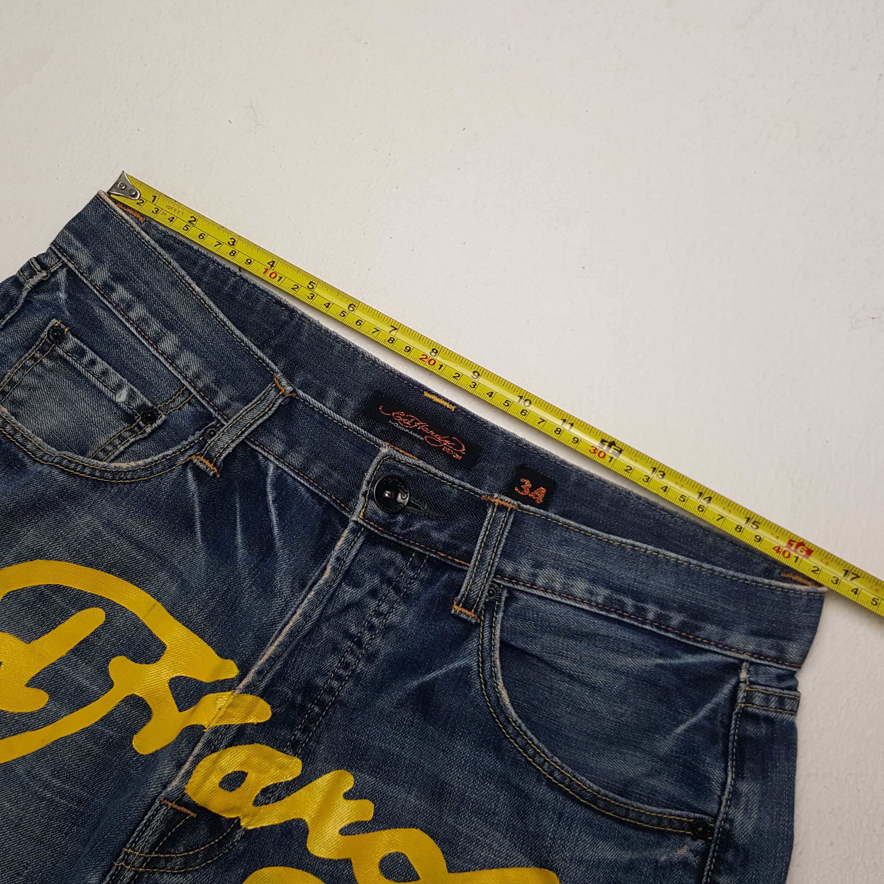 Ed Hardy × Vintage Vintage Ed Hardy Art Custom Rare Logo Denim Jeans Size US 33 - 7 Thumbnail