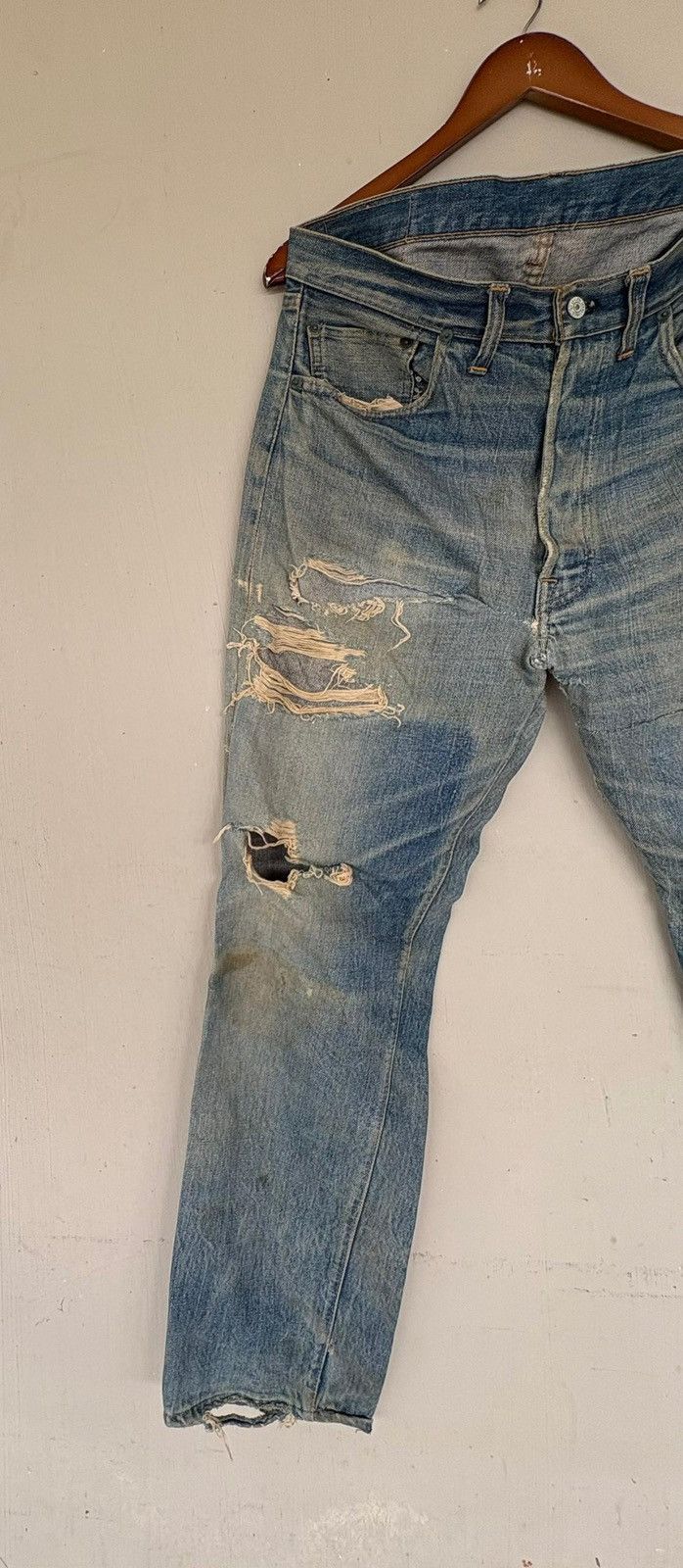 Levi's Vintage Clothing × Vintage VTG 70’s Levi’s 501 Rindem Small e Jeans Button No6 Trash Size US 32 / EU 48 - 2 Thumbnail