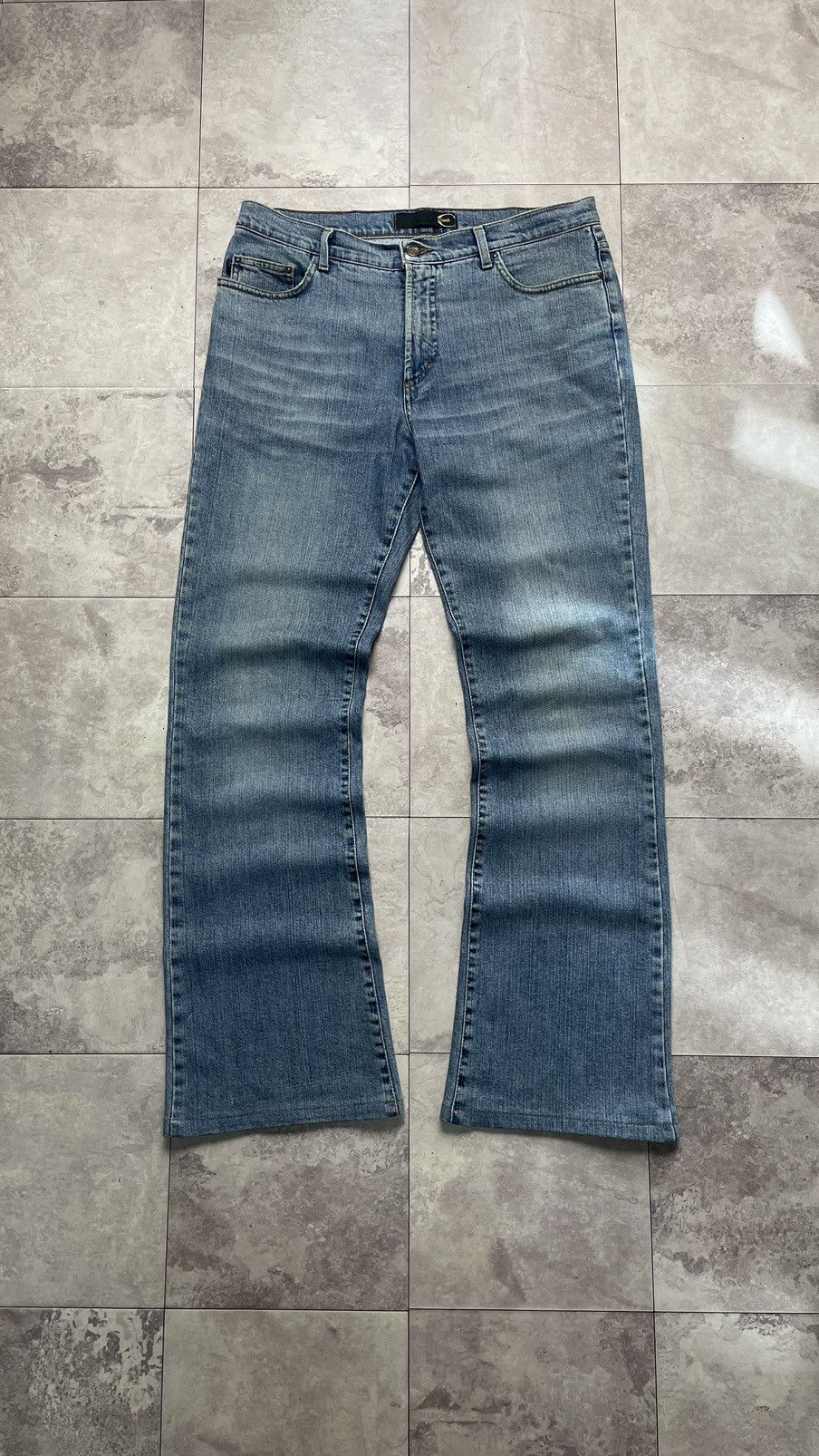 image of Just Cavalli x Roberto Cavalli Vintage Just Cavali Flare Stud Jeans Made In Italy in Blue (Size 34)