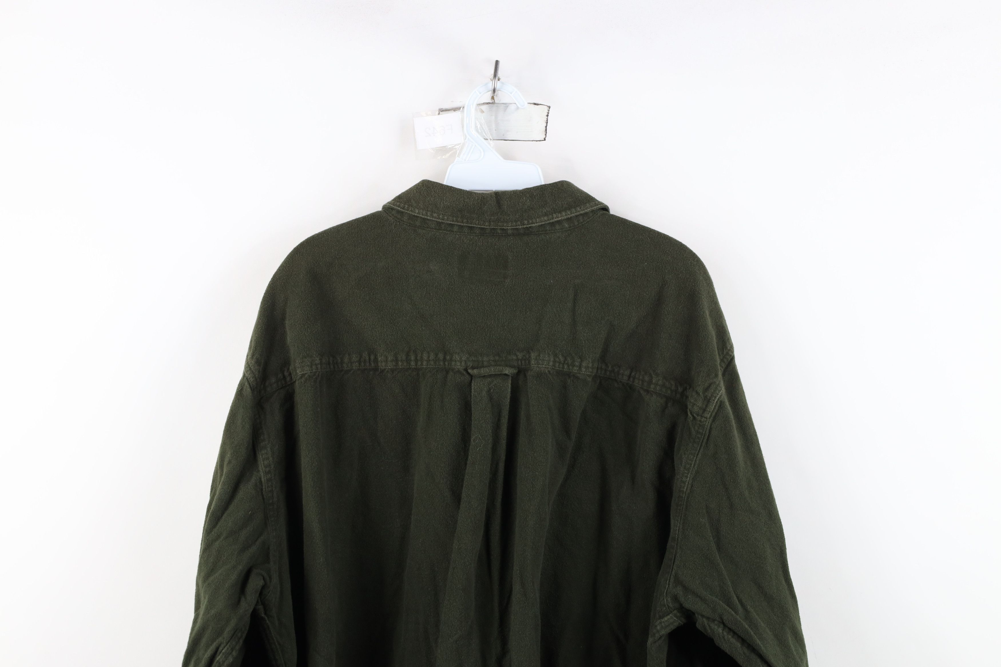 Vintage Vintage 90s Streetwear Chamois Collared Button Shirt Green Size US XXL / EU 58 / 5 - 14 Thumbnail
