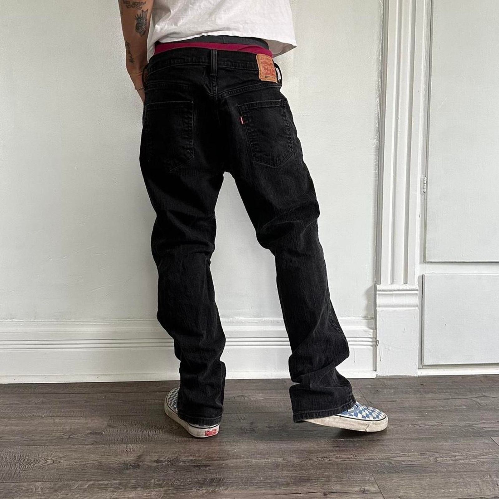 Levi's × Vintage Vintage Black Levis 559 Dark Denim Straight Fit Jeans Pants Size US 36 / EU 52 - 3 Thumbnail