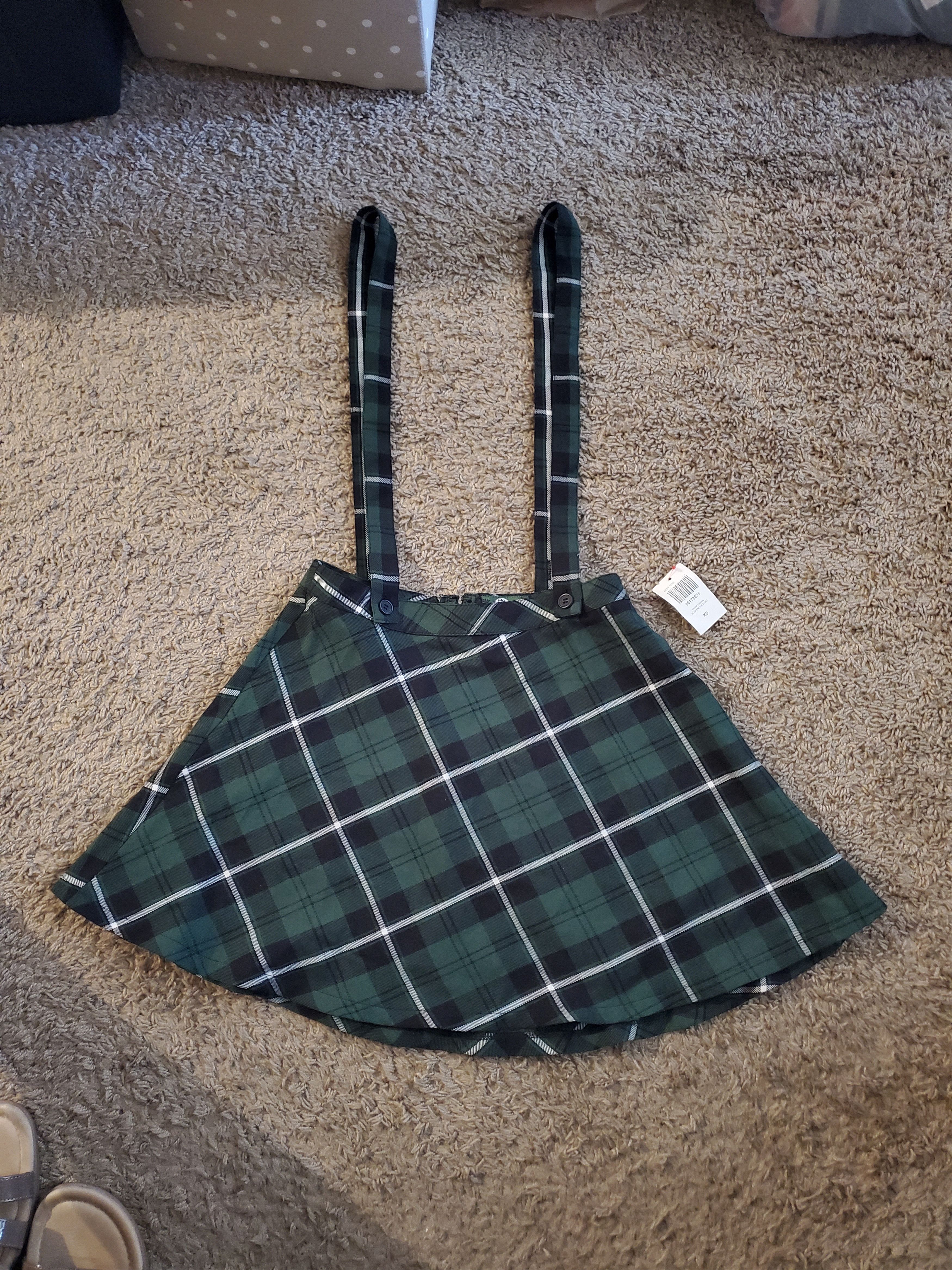 Hot Topic *NWT* Royal Bones Plaid Mini Skirt w/ Suspenders (size xs) Size 26" / US 2 / IT 38 - 1 Thumbnail