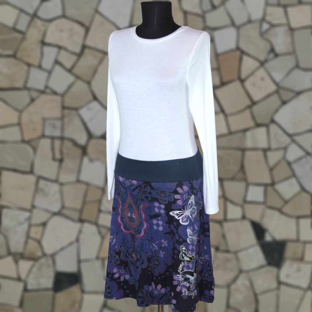 Desigual Desigual Skirt M Womens Midi Cotton Blue Skirt Size 32" / US 10 / IT 46 - 1 Thumbnail