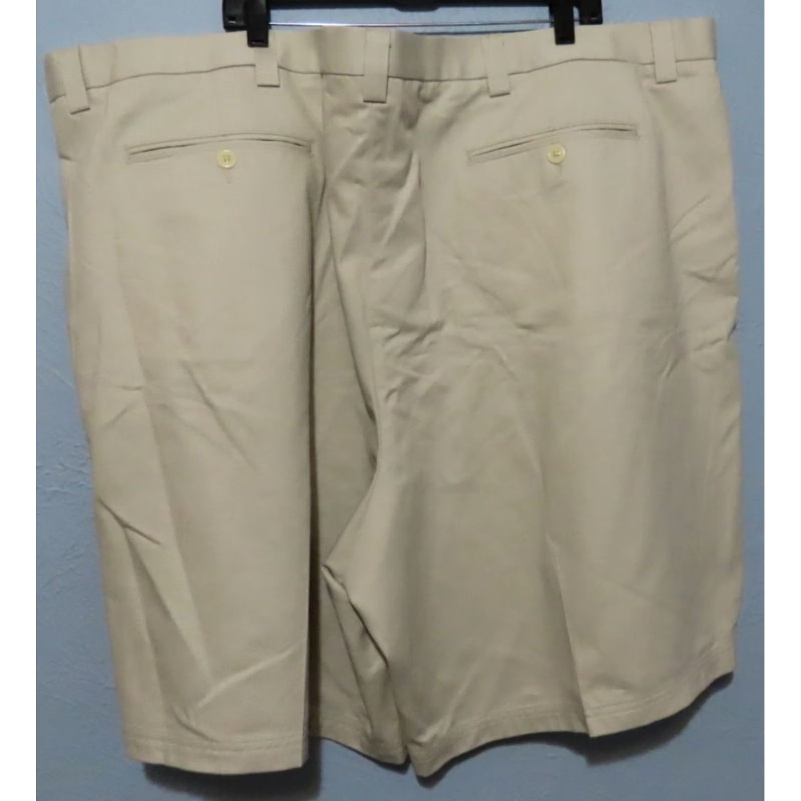 Vintage VINTAGE KingSize Men's 60 Side Elastic Tan Short Bermuda Cotton Canvas 9" Inseam Regular Big & Tall Brown Mens Size US 42 / EU 58 - 5 Thumbnail