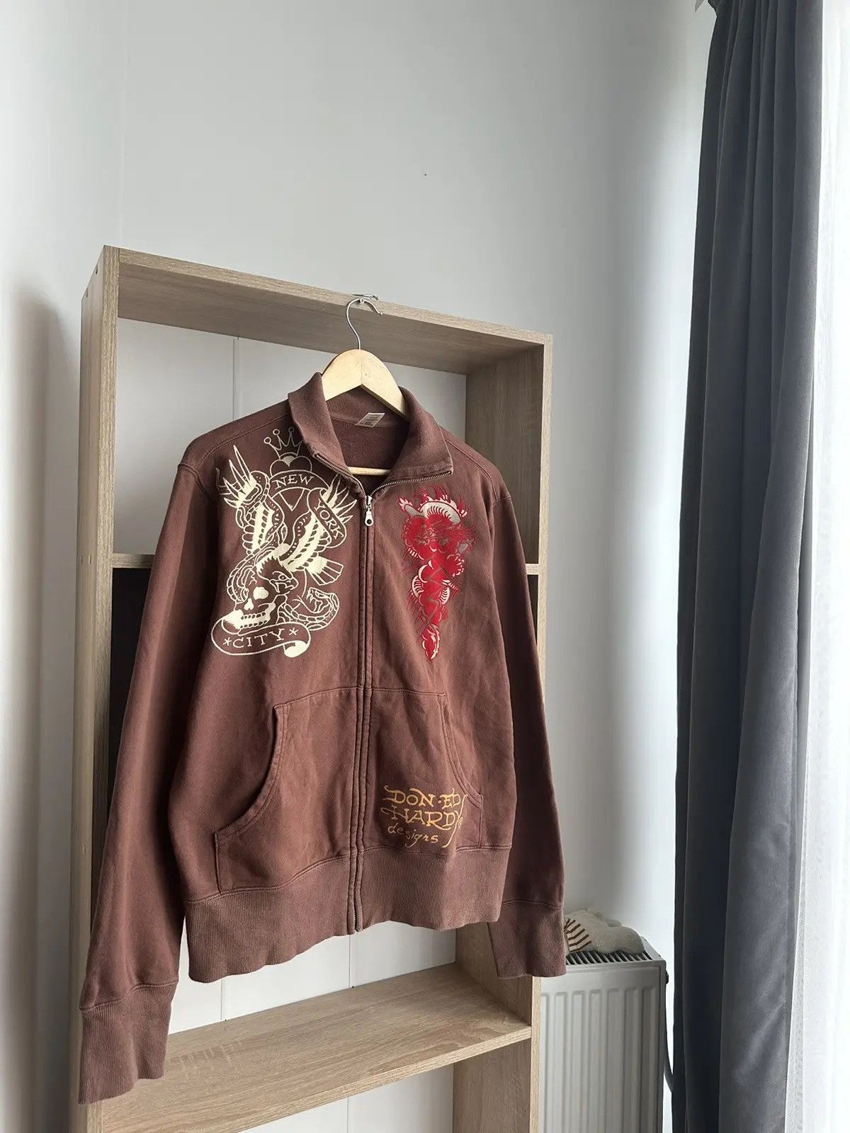 Christian Audigier × Ed Hardy × Vintage Vintage Ed Hardy Christian Audigier Brown Hoodie Size US M / EU 48-50 / 2 - 3 Thumbnail