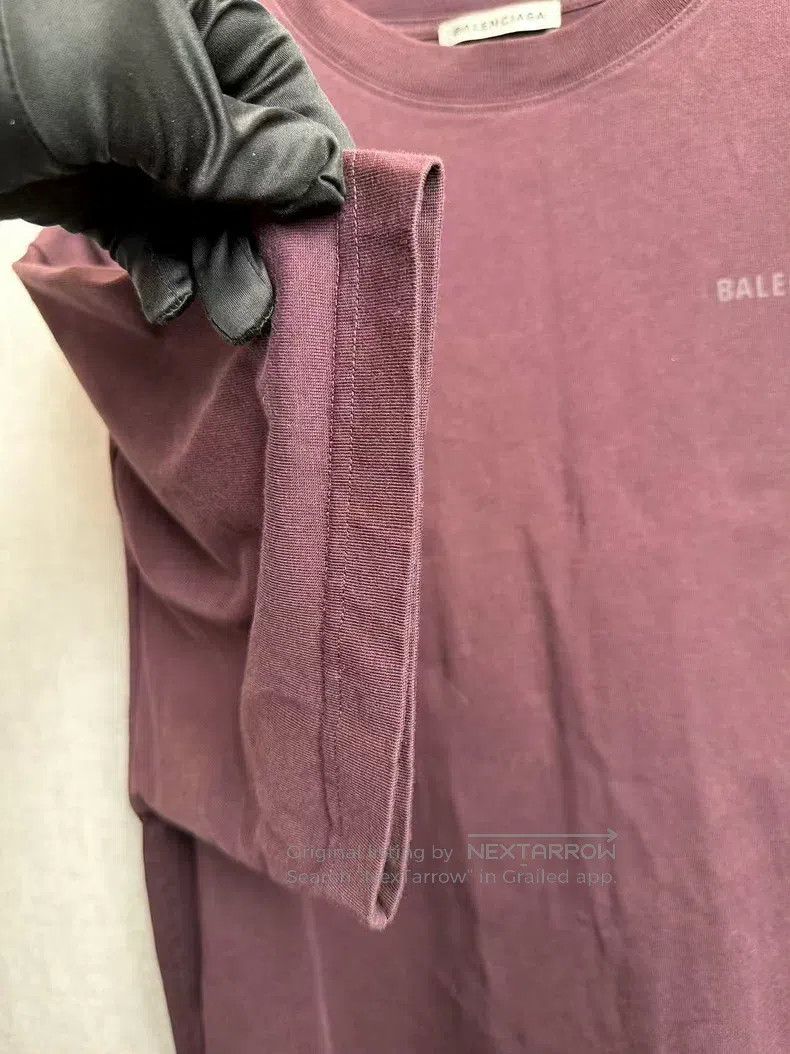 Balenciaga Balenciaga Burgundy Front and Back Letter Printed Short Sl Size US M / EU 48-50 / 2 - 5 Thumbnail
