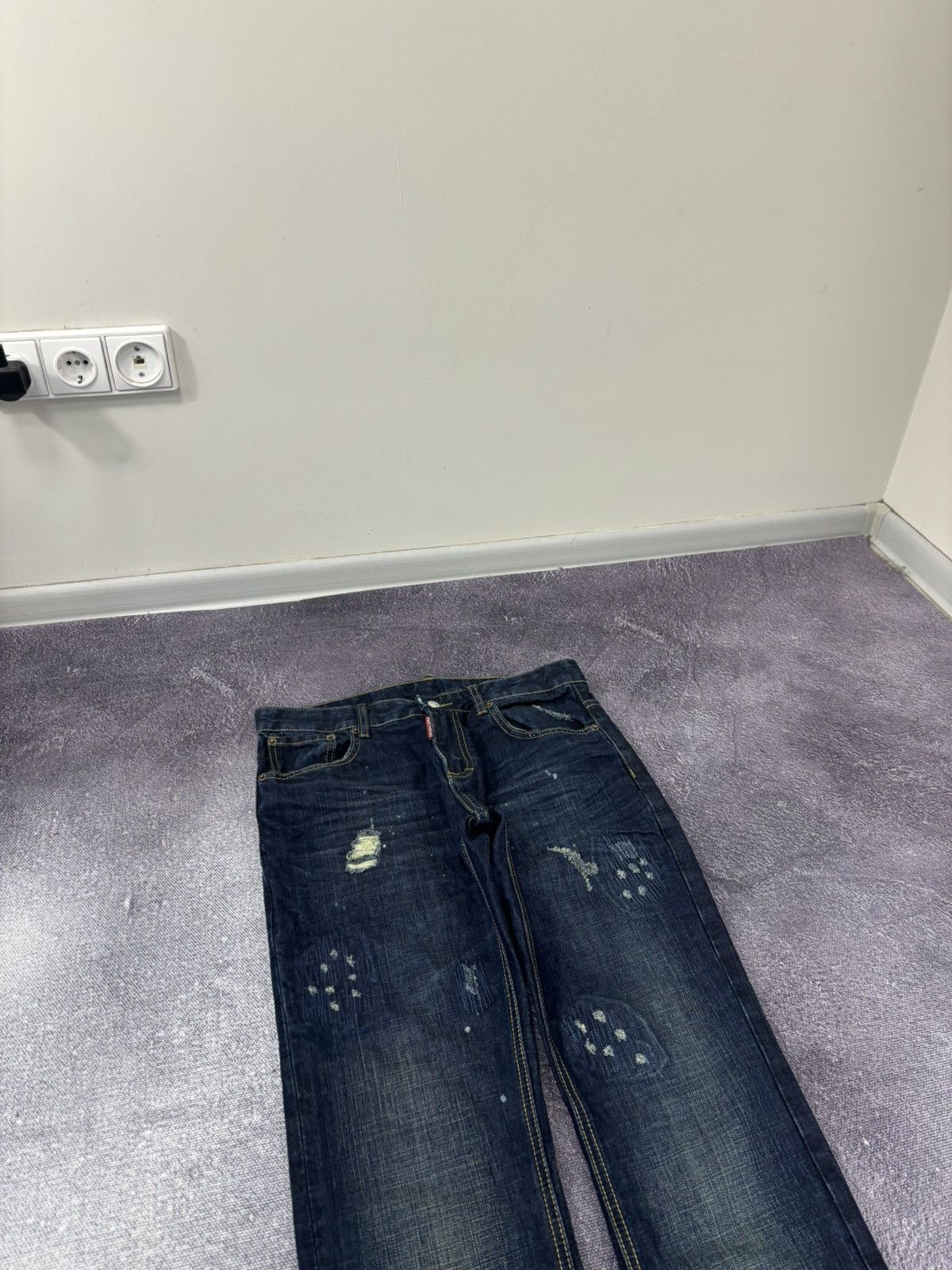 Dsquared2 Dsquared2 Men’s Faded Navy Blue Ripped Slim Fit Denim Jeans Size US 32 / EU 48 - 6 Thumbnail