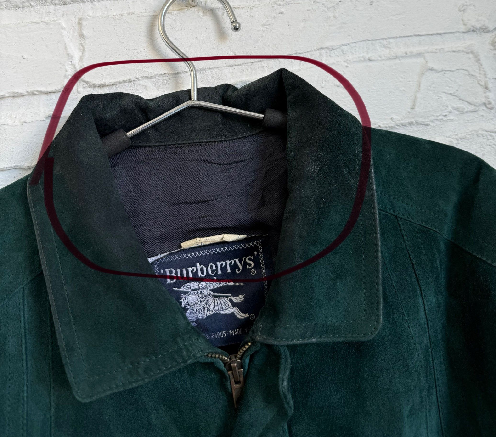 Burberry Vintage Burberrys Suede Leather bomber jacket Dark Green Size US L / EU 52-54 / 3 - 13 Thumbnail