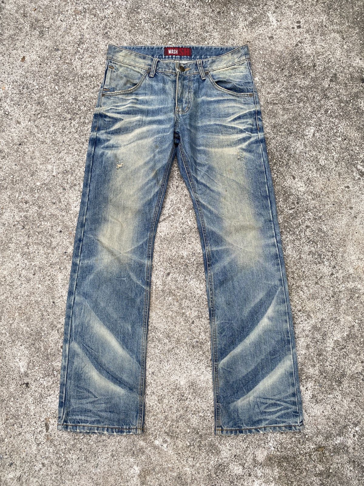 Japanese Brand 2000s - Wash & Wash Rusty Distressed Claws Mark Jeans Size US 32 / EU 48 - 3 Thumbnail