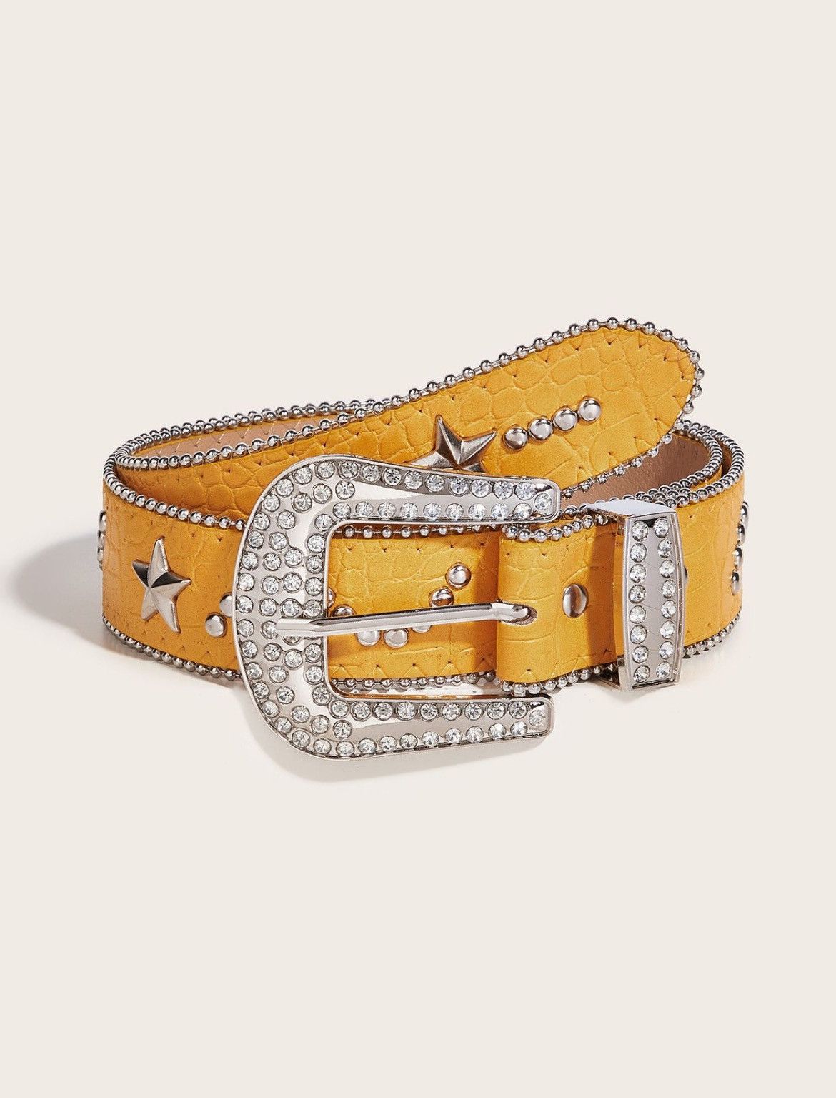 Japanese Brand × Vintage Yellow pop star studded belt Size ONE SIZE - 1 Thumbnail