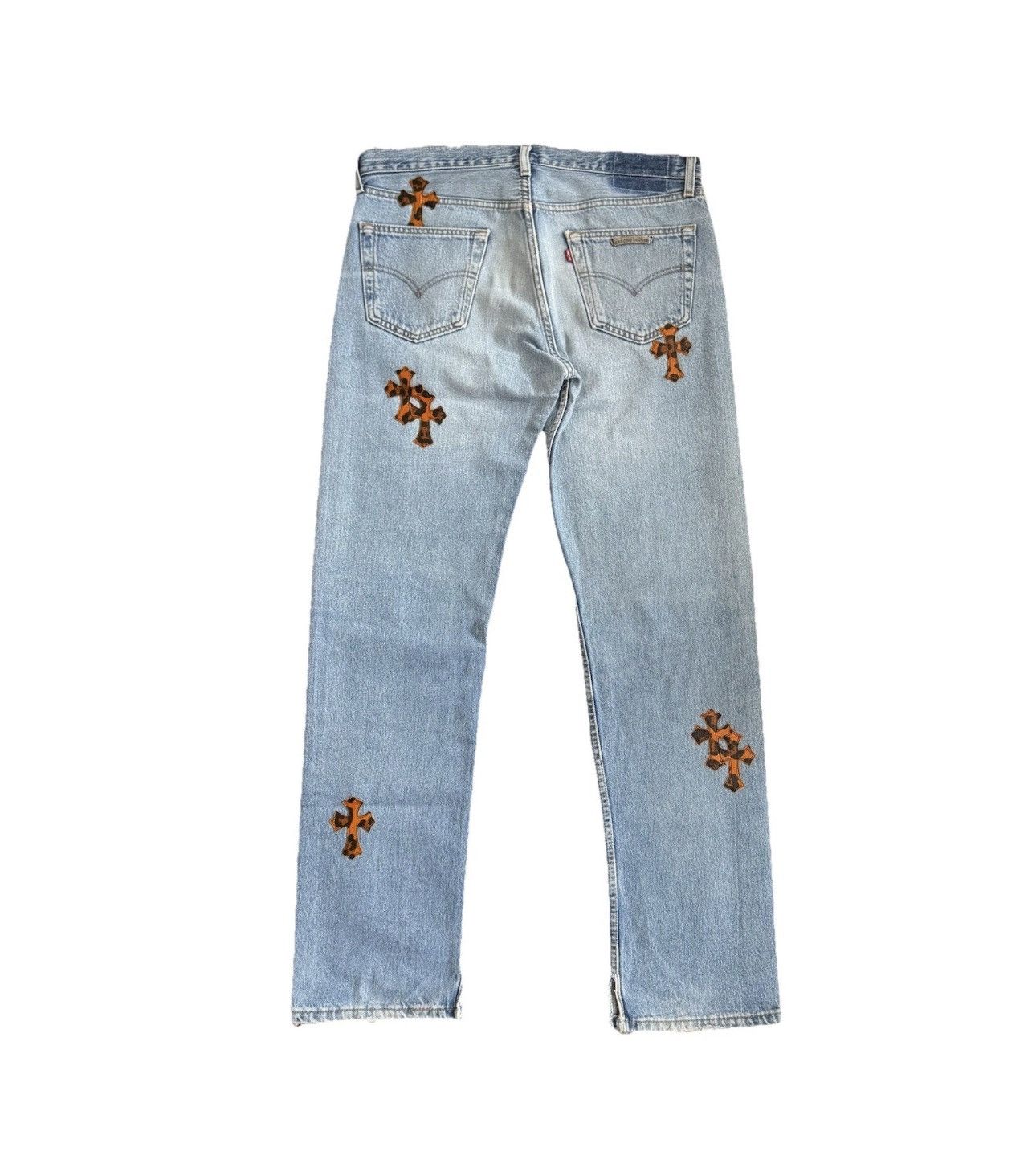 Chrome Hearts PATENT LEOPARD CROSS PATCH DENIM JEANS (RARE) Size US 33 - 2 Thumbnail