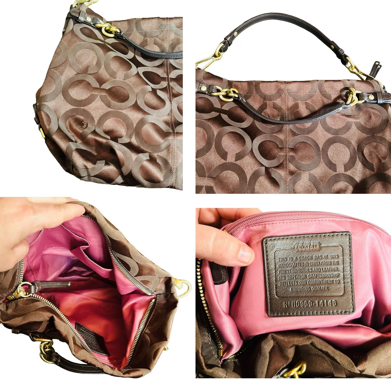 Coach VINTAGE Coach Madison Julianne Purse Tote Satchel Leather/Fabric C Monogram Logo Women’s Size ONE SIZE - 11 Thumbnail