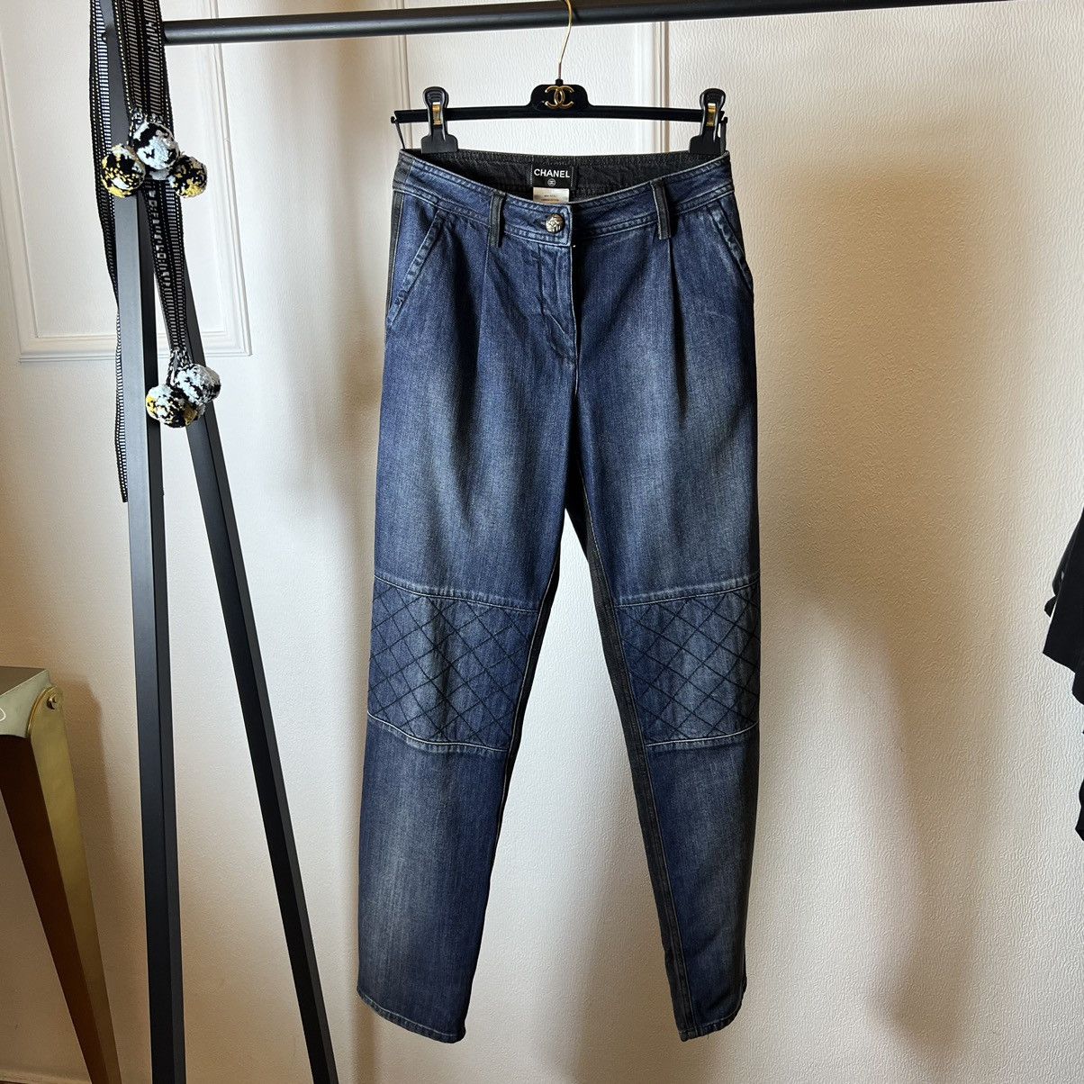 image of Chanel Biker Jeans Two Tone in Black/Blue, Women's (Size 26)