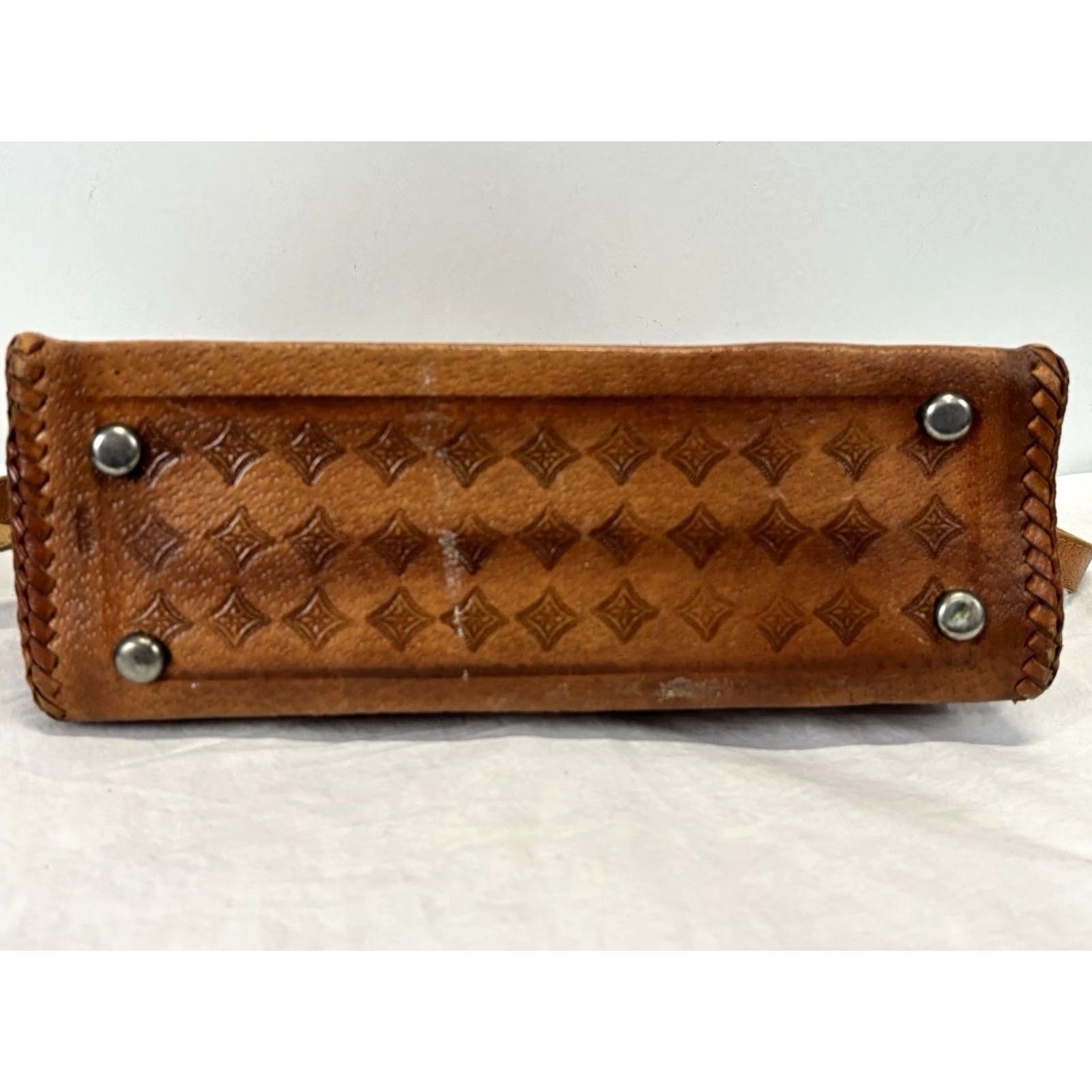 Vintage VINTAGE Leather Shoulder Bag Purse Brown Floral Western Boho Small Women Read Size ONE SIZE - 5 Thumbnail