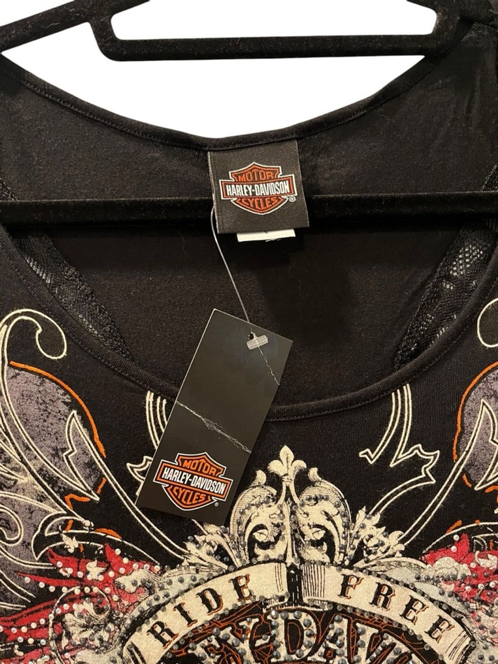Harley Davidson Harley Davidson NWT Willie G Skull Rhinestone Shirt Sz Small Size S / US 4 / IT 40 - 2 Thumbnail