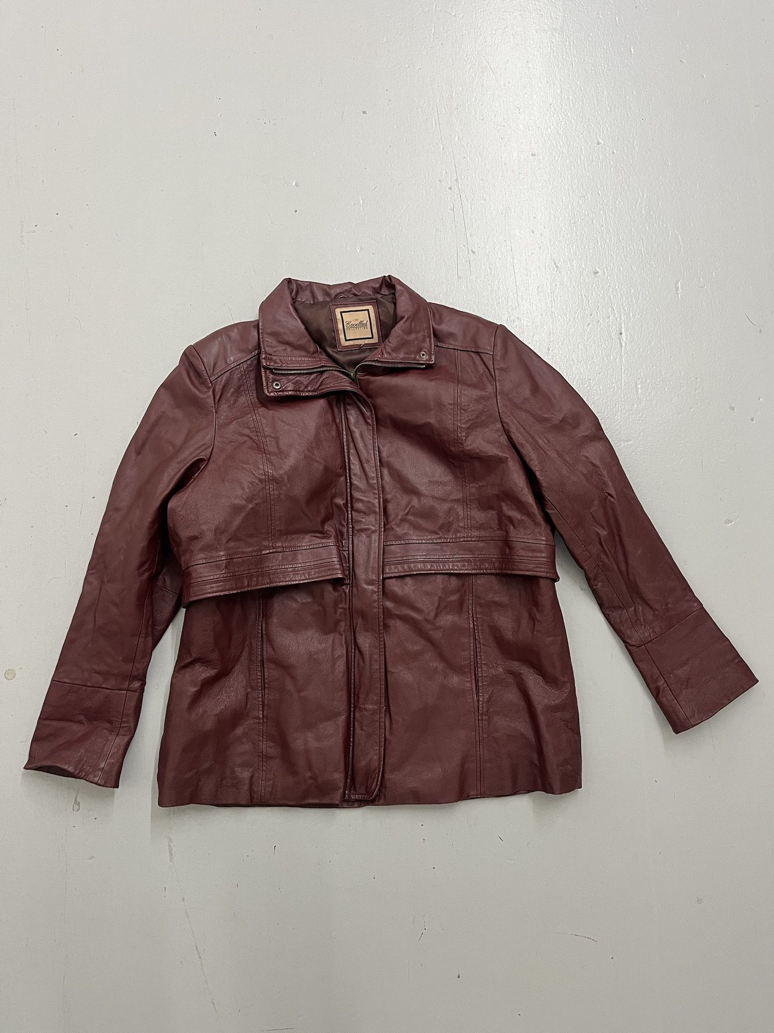 Leather × Wilsons Leather Vintage Leather Jacket 90s Maroon Leather Excelled Motorcycle Leather Coat Size XL Size US XL / EU 56 / 4 - 1 Thumbnail