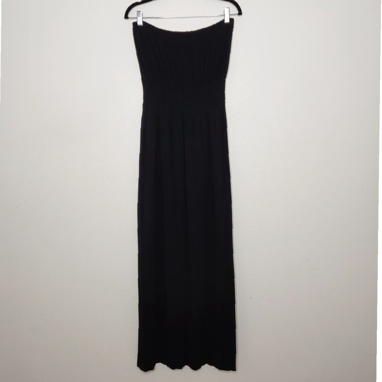 VINTAGE Soho Girls Tube Top Maxi Dress Black L M/L Woman Long Dress 52 15  Rayon Fairy Whimsy Goth 90s Girls Mens Womens
