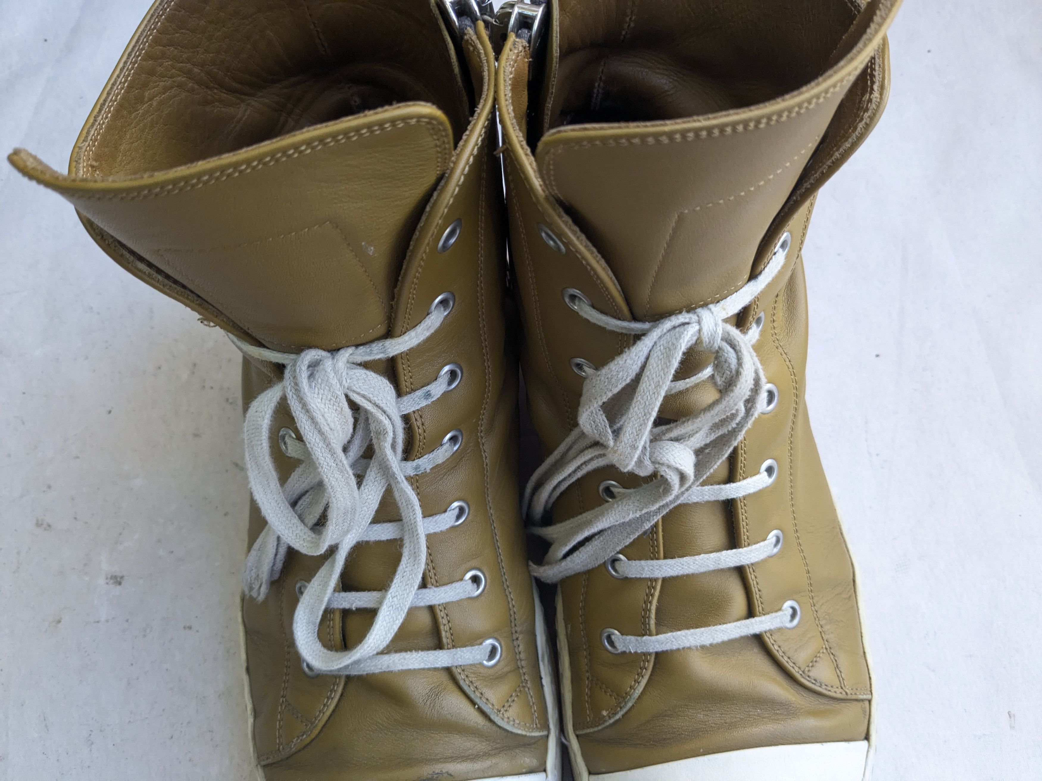 Rick Owens Rick Owens Ramones Mainline High Top Leather Sneakers 13 46 Size US 13 / EU 46 - 4 Thumbnail