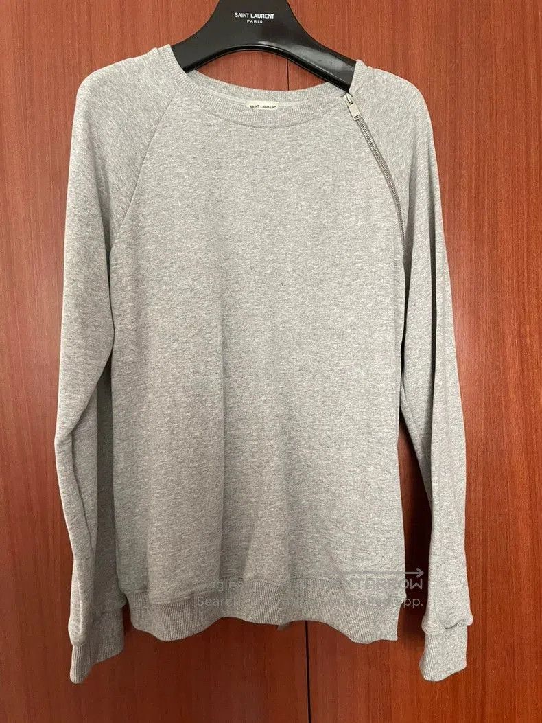 Saint Laurent Paris Saint Laurent Light Gray Zip Shoulder Sweatshirt. Size US M / EU 48-50 / 2 - 1 Thumbnail