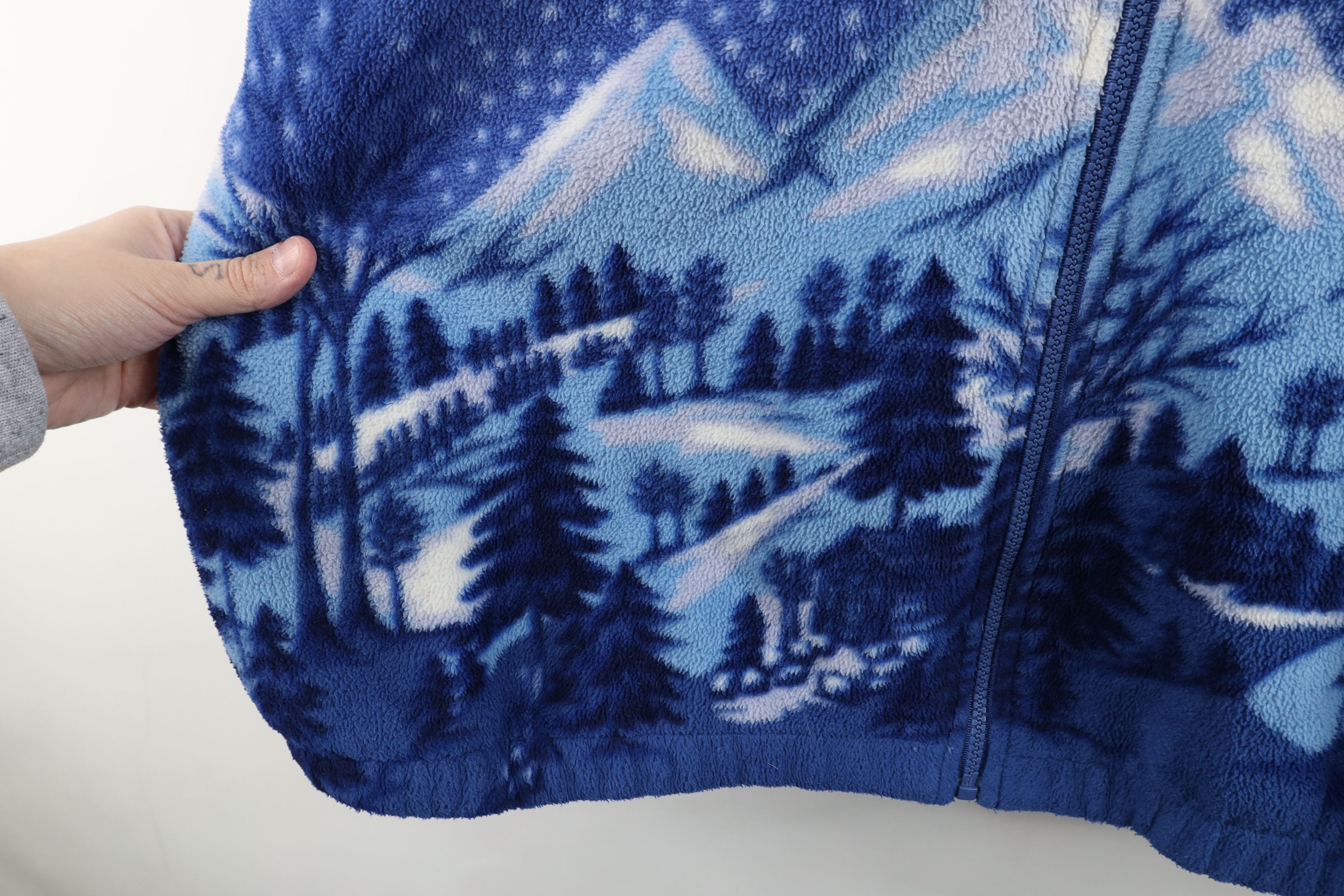 Vintage Vintage 90s Streetwear Mountain All Over Print Fleece Jacket Size XXL / US 16-18 / IT 52-54 - 5 Thumbnail