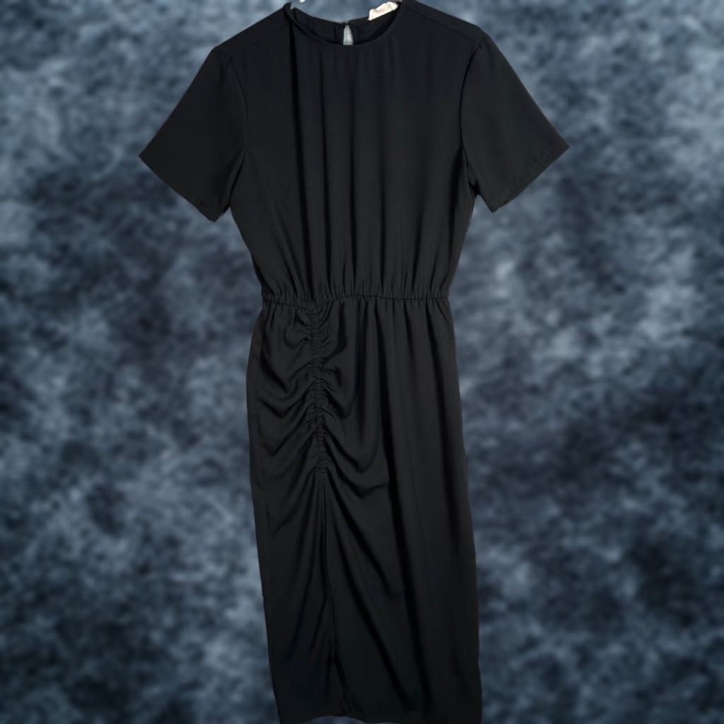 Vintage VINTAGE Open Edit Black Short Sleeve Midi Dress Womens XS Size 26" / US 2 / IT 38 - 1 Thumbnail