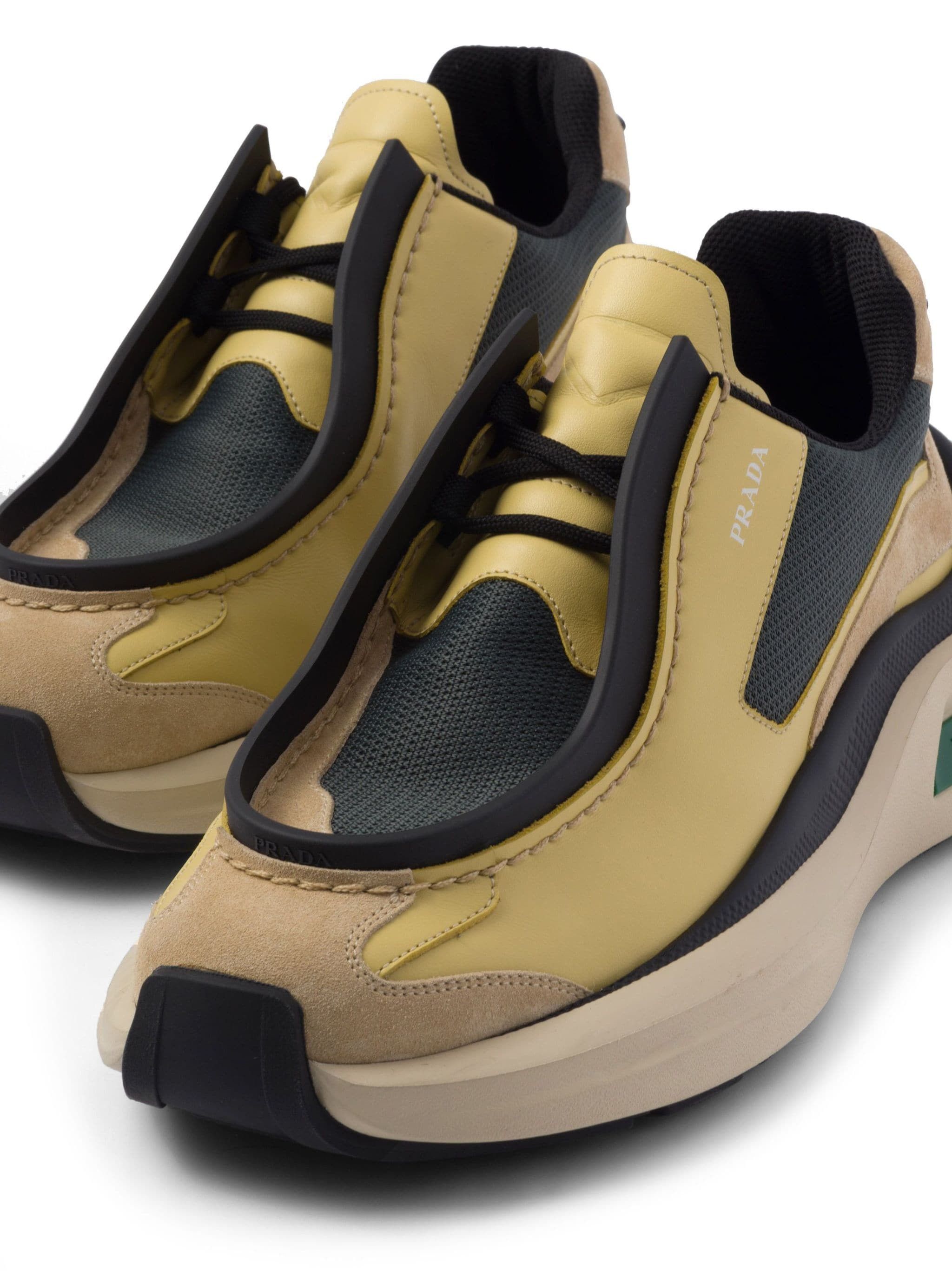 Prada o1mt1gz1024 Panelled Leather Chunky Sneakers in Multicolor Size US 8 / EU 41 - 5 Thumbnail