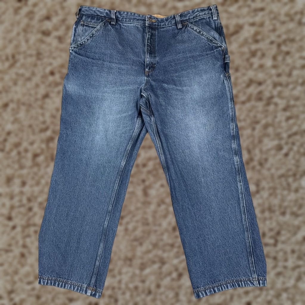 Denime Duluth Carpenter Jeans Mens 44x30 Blue Denim Workwear Hammer Loop Jeans Mens Straight 5-Pocket Denim Cotton USA Logo Vintage No Size US 44 / EU 60 - 1 Thumbnail