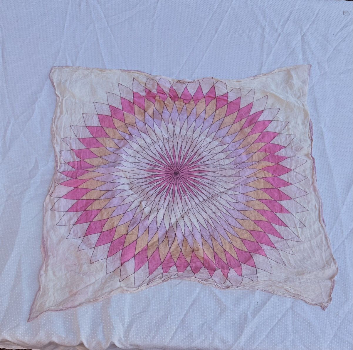 Other UNBRANDED Antique Distressed Geometric Silk Scarf - Archive Size ONE SIZE - 2 Thumbnail