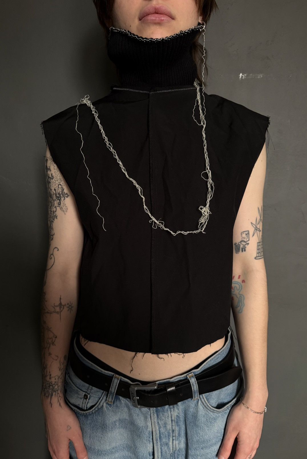 Handmade T-shirt with an avant-garde collar Size US M / EU 48-50 / 2 - 1 Thumbnail