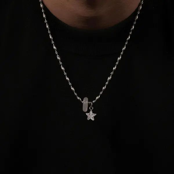 Jewelry Silver Star Charm Men's Chain Necklace, Stylish Pendant Size ONE SIZE - 3 Thumbnail
