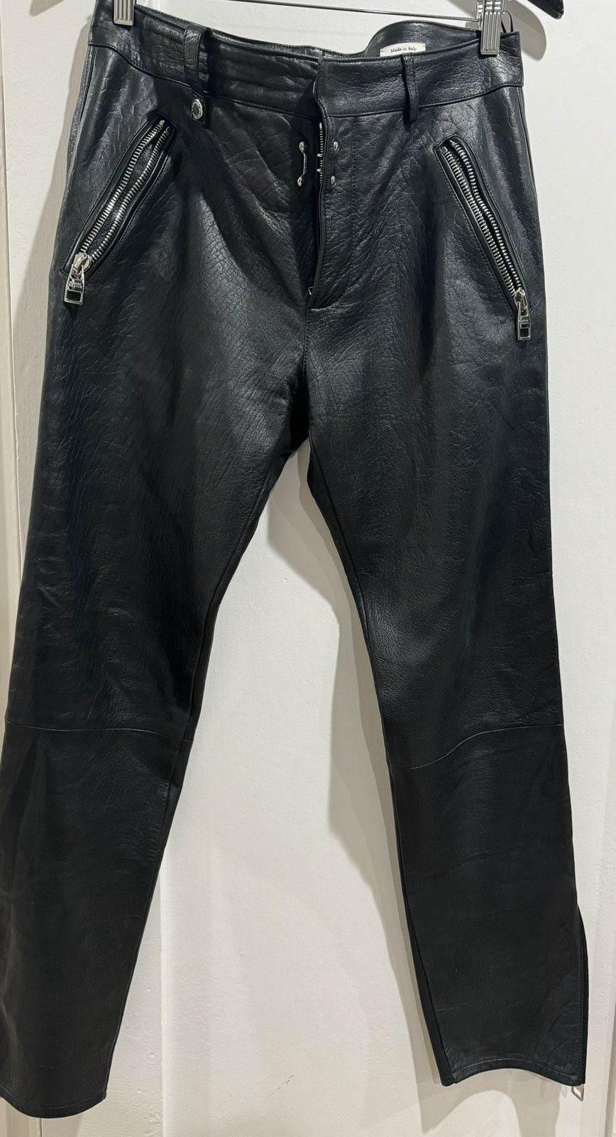 image of Alexander Mcqueen Leather Pants in Black, Men's (Size 32)