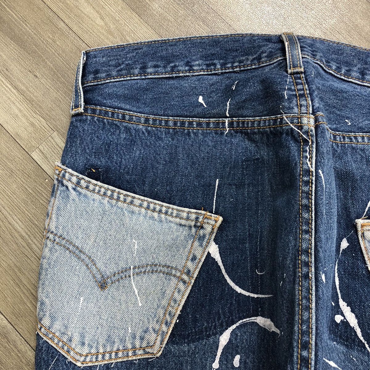 Levi's 90s Vintage Levis 501 USA Rework Painted Custom Blue Jeans Size US 34 / EU 50 - 18 Thumbnail
