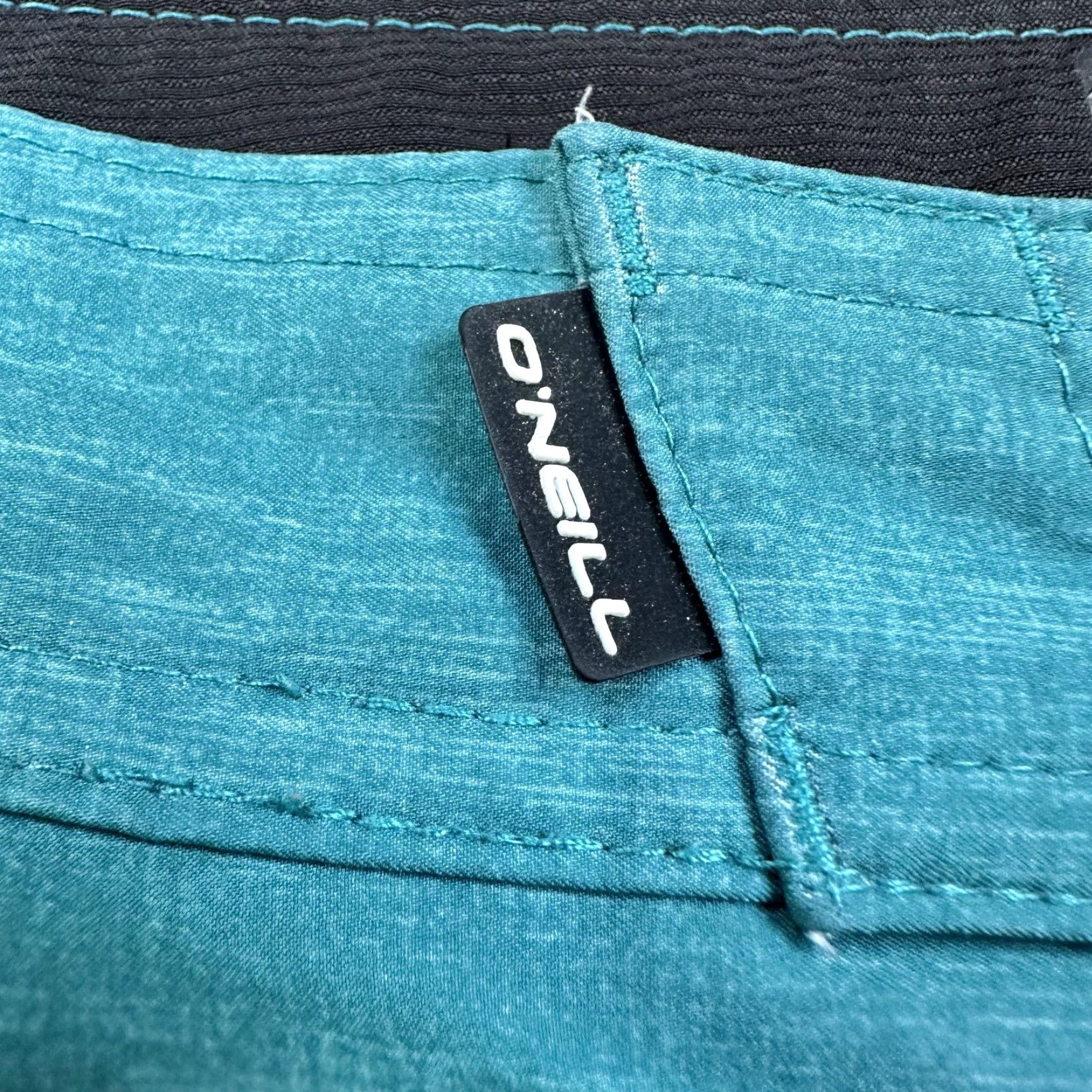O'Neill O'Neill Hyperfreak Mens 32 Blue Teal Board Shorts Swim Trunks Stretch Striped Drawstring Back Pocket Polyester Spandex Surf Beach Summer Mens Size US 32 / EU 48 - 4 Thumbnail