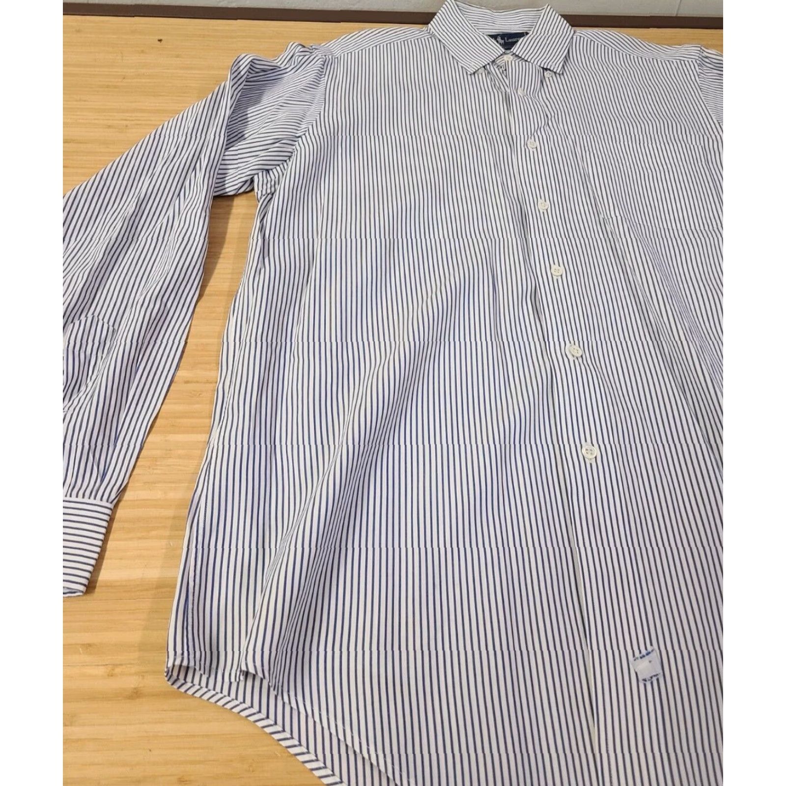 Polo Ralph Lauren Ralph Lauren Shirt Mens 15.5 Blue White Stripes Button-Up Long Sleeve Casual Formal Party/Cocktail Travel Gross? Size US L / EU 52-54 / 3 - 3 Thumbnail