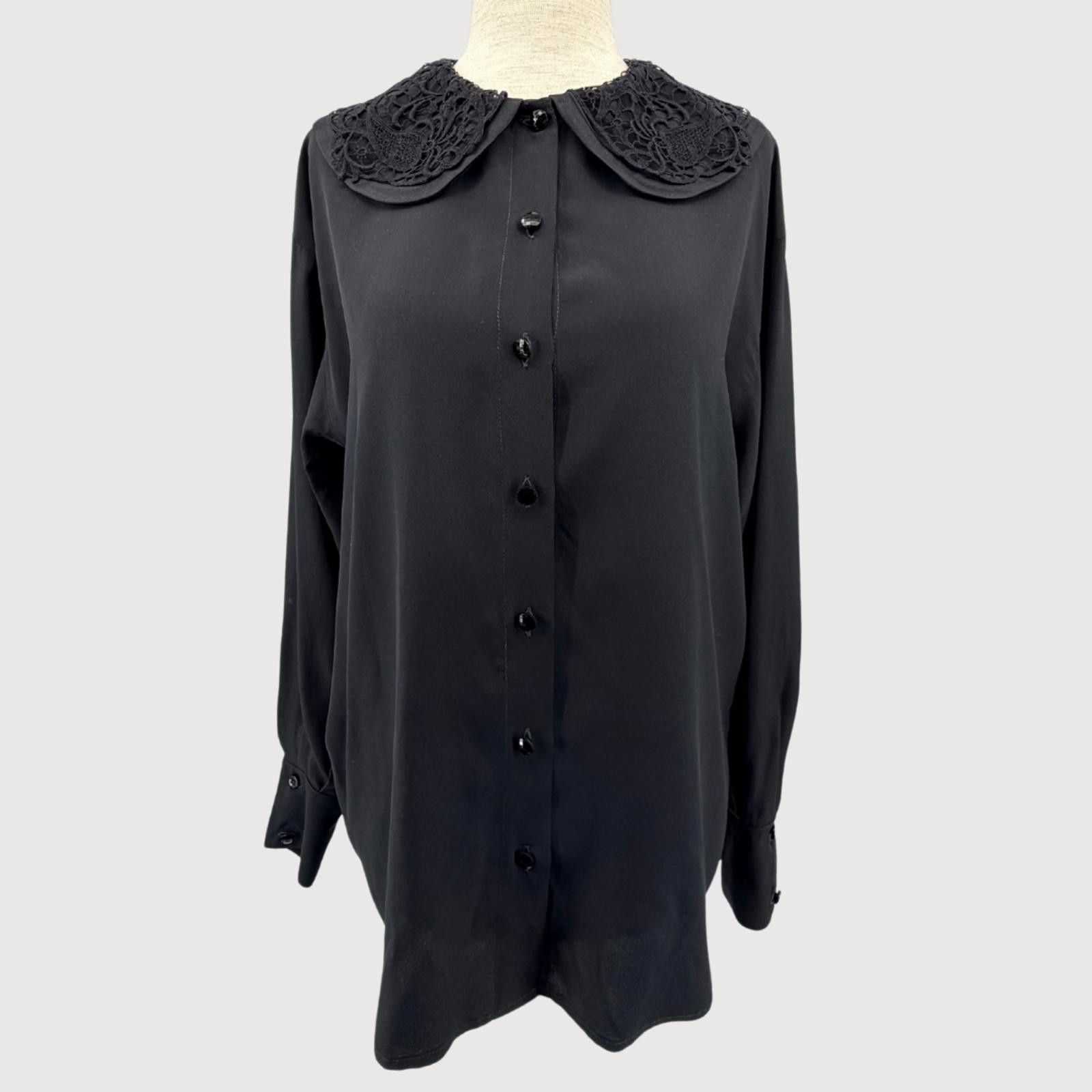 Unknown London Vintage 100% Silk Peter Pan Collar Blouse Italian 90s Size M / US 6-8 / IT 42-44 - 1 Thumbnail