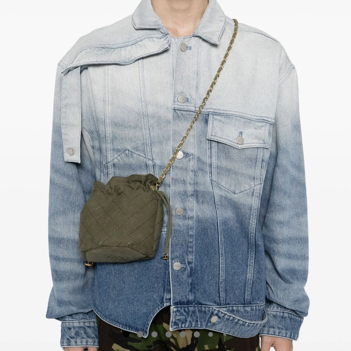 READYMADE Quilted Embellished Military Canvas Crossbody Bag