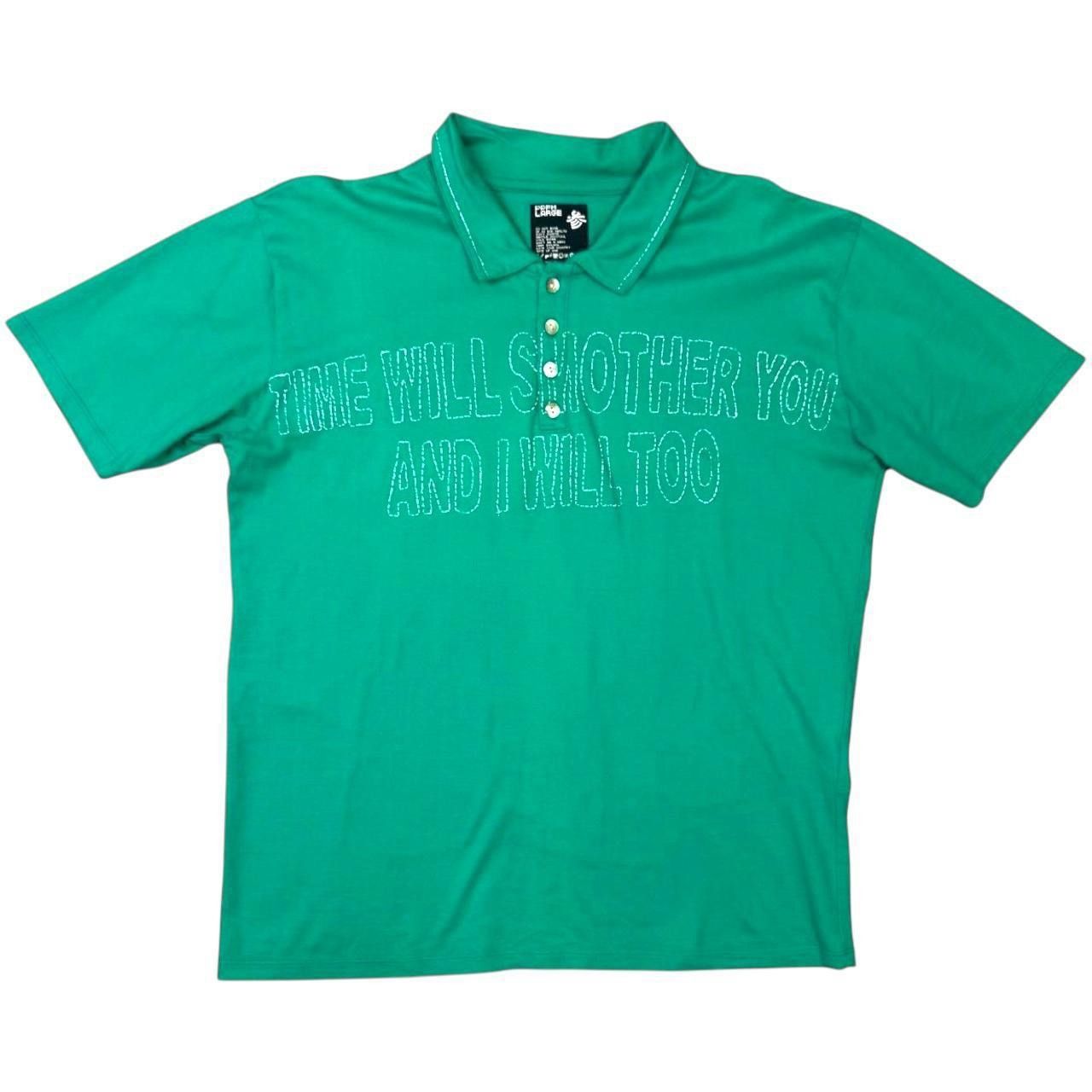 PPFM PPFM TIME WILL SMOTHER YOU & I WILL TOO Polo Shirt Green Y2K Size US L / EU 52-54 / 3 - 1 Thumbnail