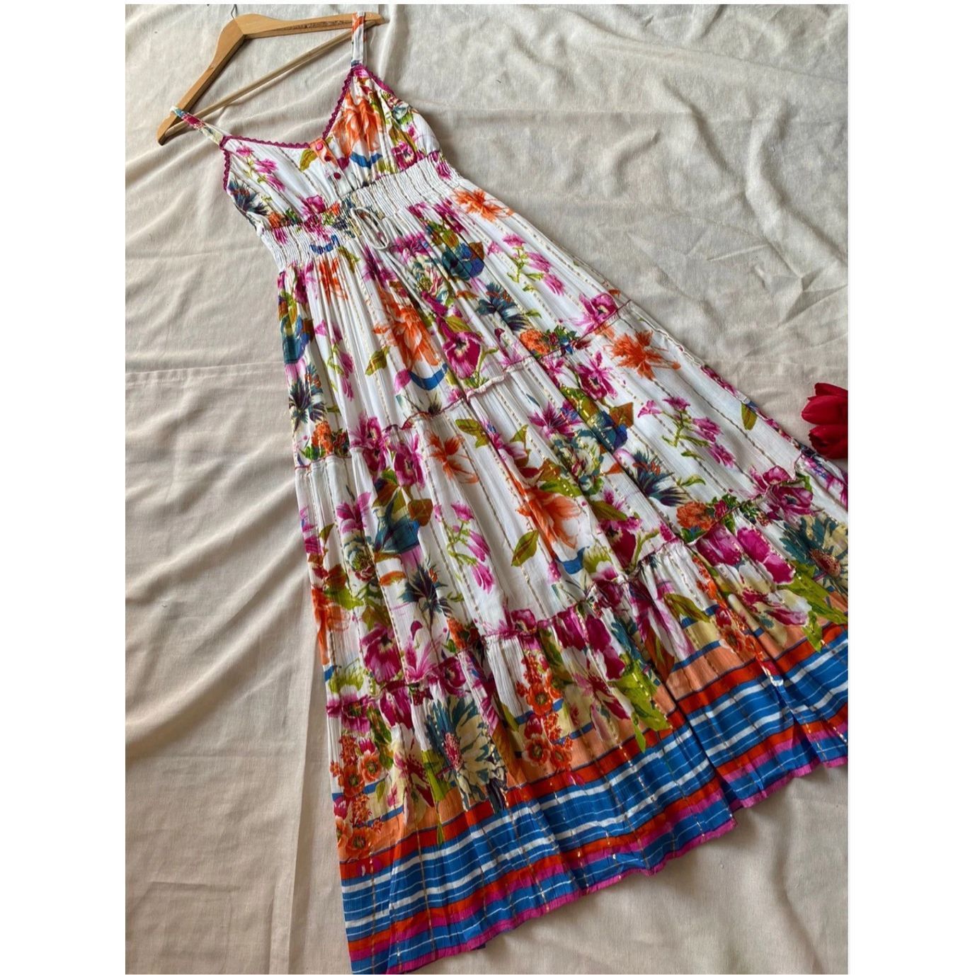 Other Dress NWT boutique cotton smoked back elastic waist sz L Size M / US 6-8 / IT 42-44 - 1 Thumbnail