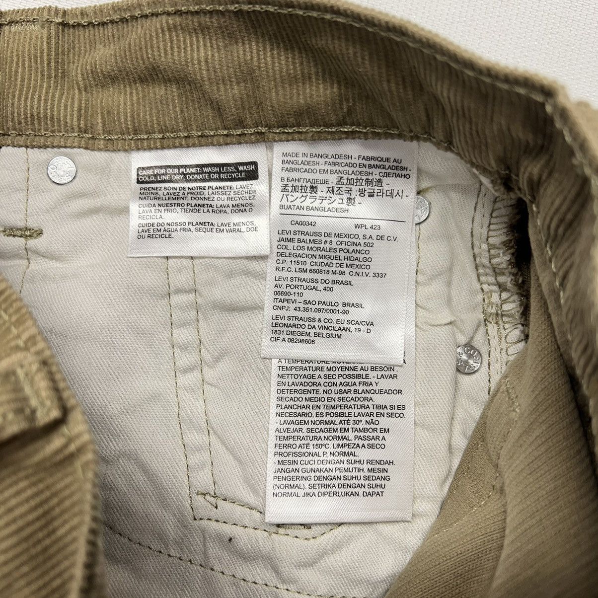 Levi's Levis 514 Corduroy Pants Beige Khaki Straight Fit Casual Size US 30 / EU 46 - 7 Thumbnail