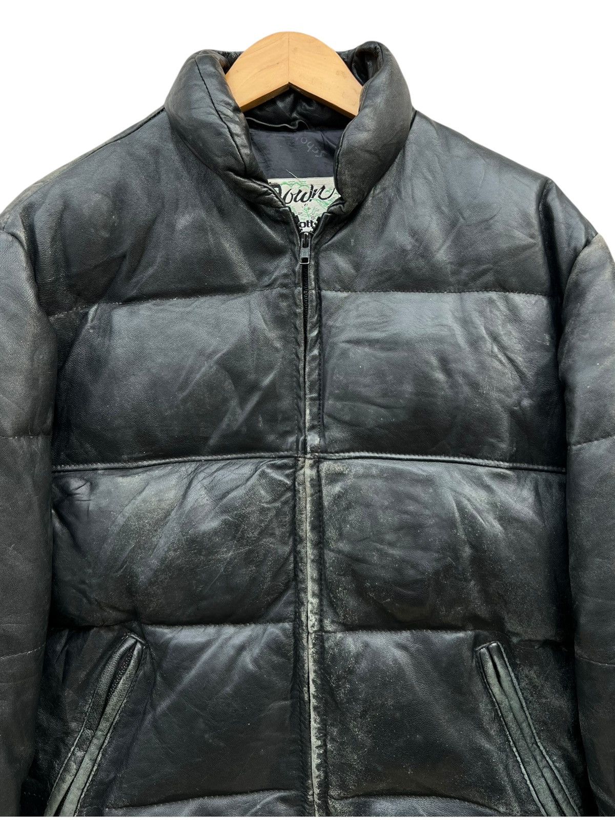 Schott × Vintage Vintage Schott Black Leather Puffer Down Jacket Size US M / EU 48-50 / 2 - 5 Thumbnail
