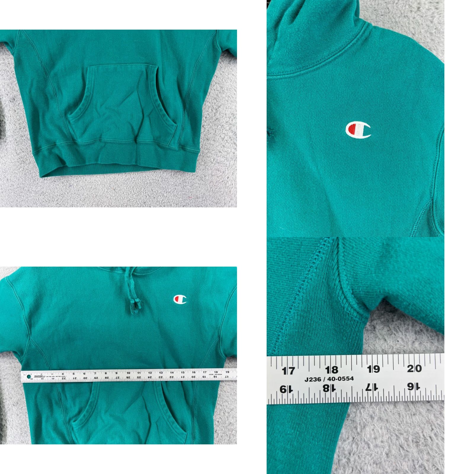 Champion Champion Hoodie Adult Small Teal Recreation Reverse Weave Sweatshirt Men Crew Neck Pullover Logo Jersey Cotton Blend Color: Green Size US S / EU 44-46 / 1 - 8 Thumbnail
