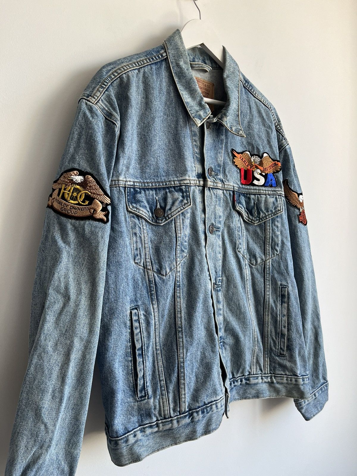 Levi's Vintage Levis Harley Davidson Patched Denim Jacket Size US XXL / EU 58 / 5 - 2 Thumbnail