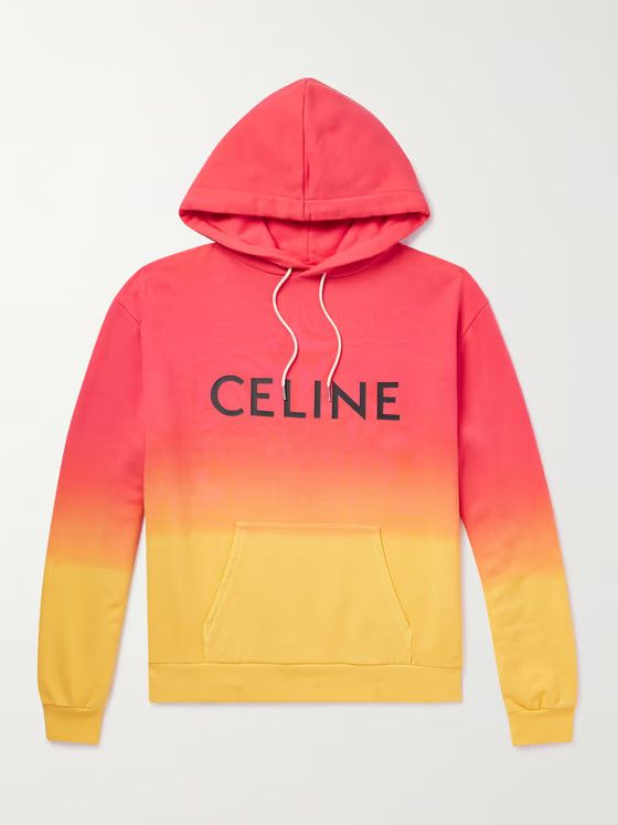 os11x1224 Logo-Print Ombré Cotton-Jersey Hoodie Coral