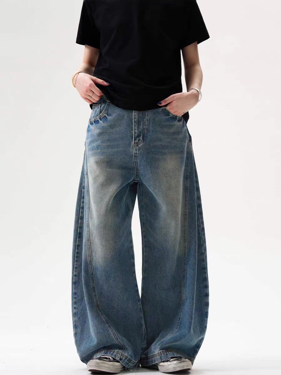 Vintage street wash frayed baggy jeans