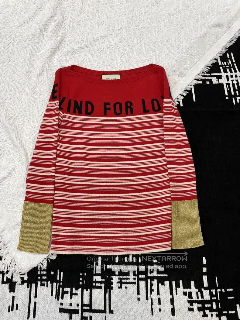 Gucci Gucci Red and white striped gold-coloured letter knitting Size M / US 6-8 / IT 42-44 - 1 Thumbnail