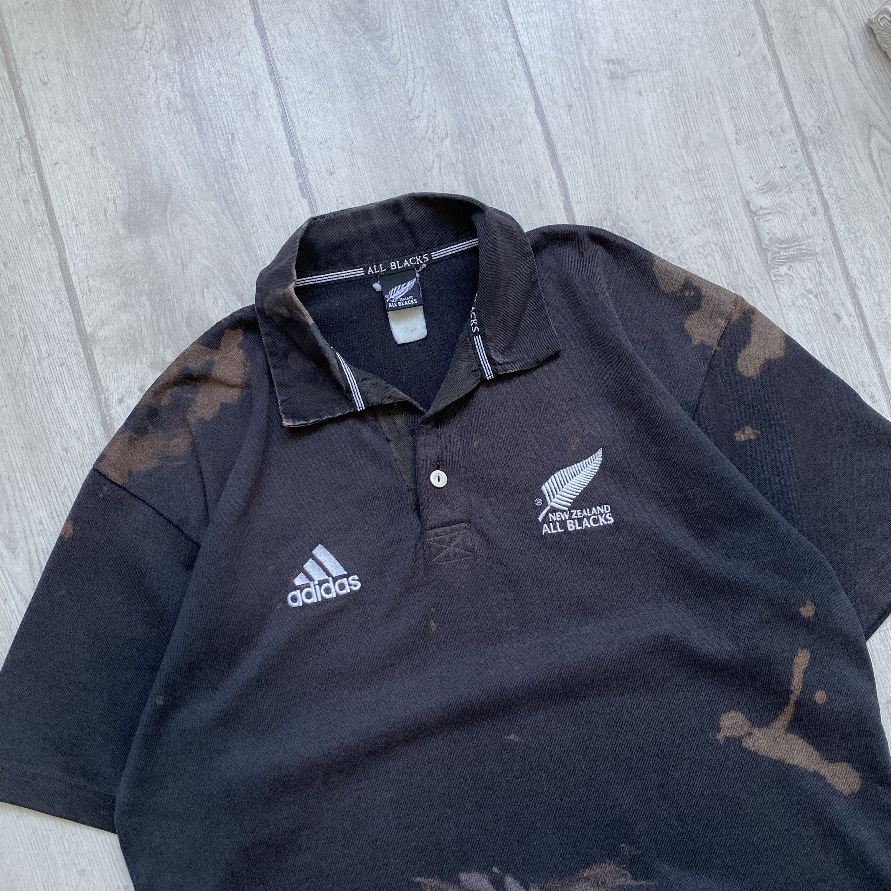 Adidas 🏈Vintage 90s Trashed NEW Zealand Adidas rugby jersey polo Size US L / EU 52-54 / 3 - 2 Thumbnail