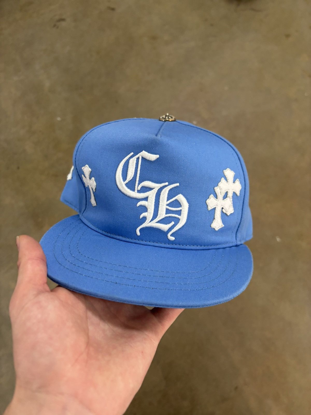 Chrome Hearts Chrome Hearts Light Blue Cross Patch Baseball Hat